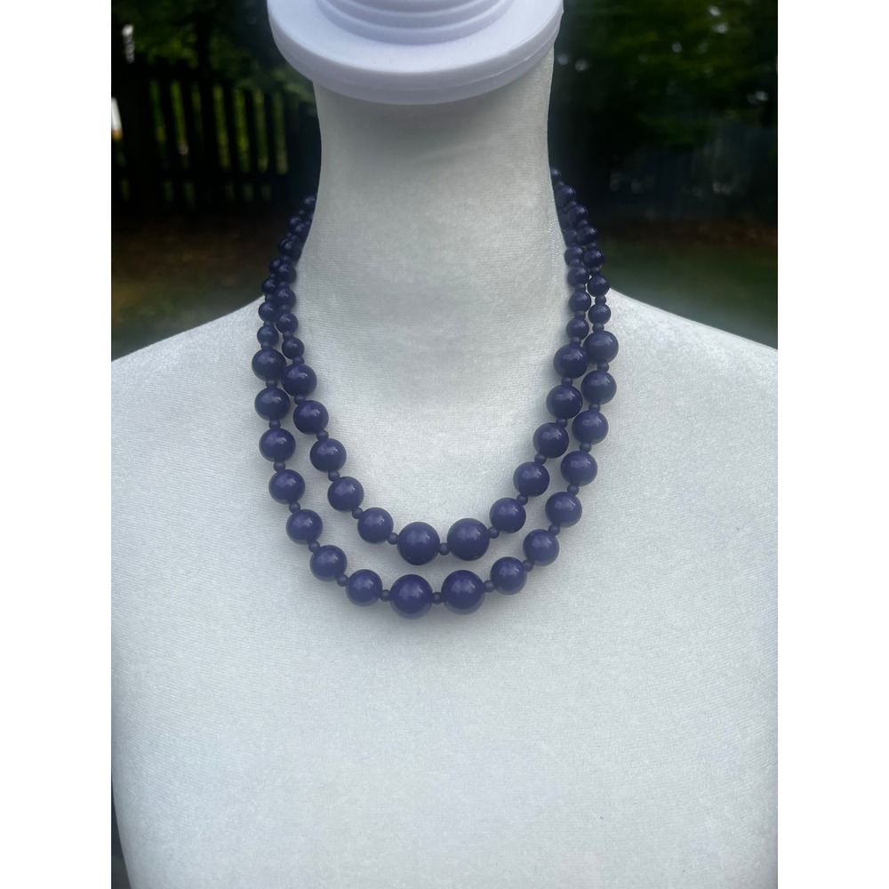 NWT Vtg Ballet Purple Double Strand Beaded Necklace Set Matching Earrings